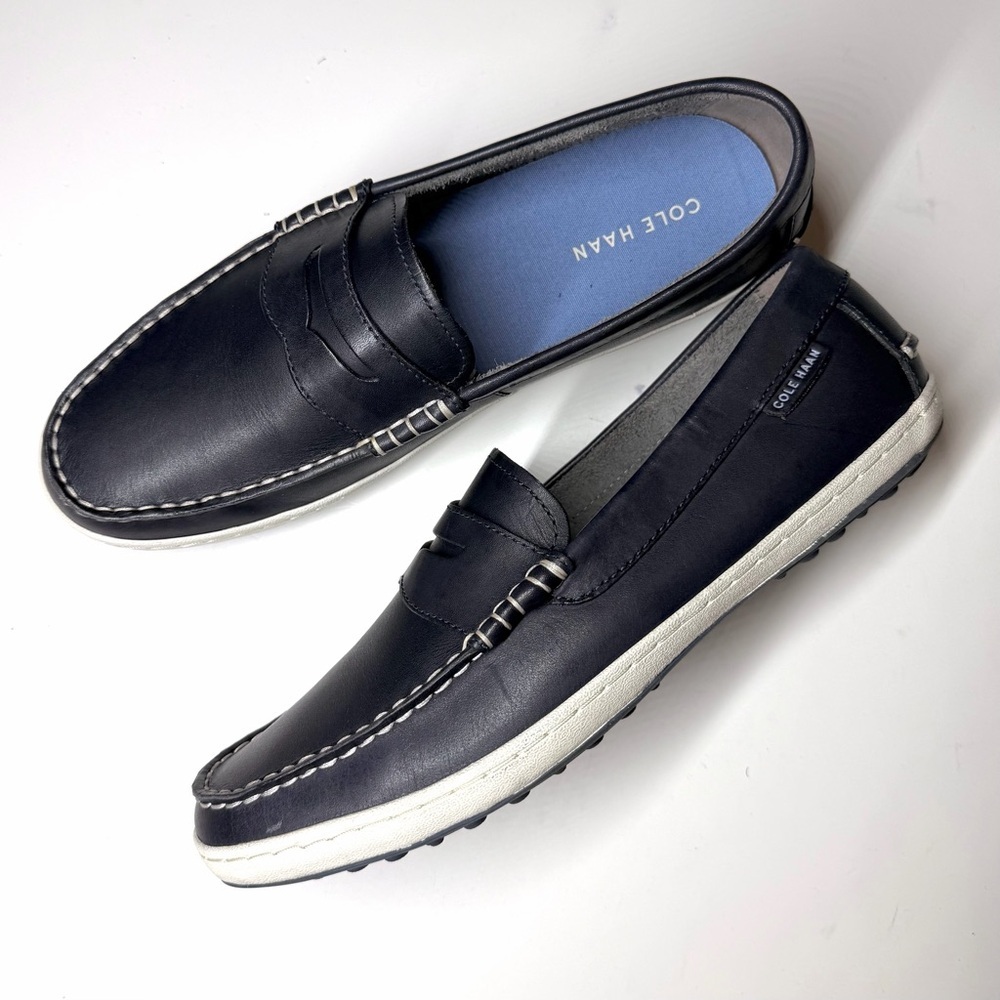 Cole Haan Mens Pinch Weekender Navy Blue  Penny Loafers Size- 10.5 M
